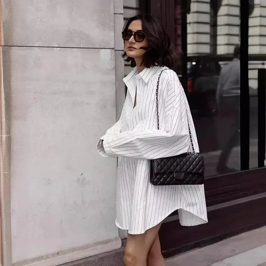 Oversized Striped Long Shirt