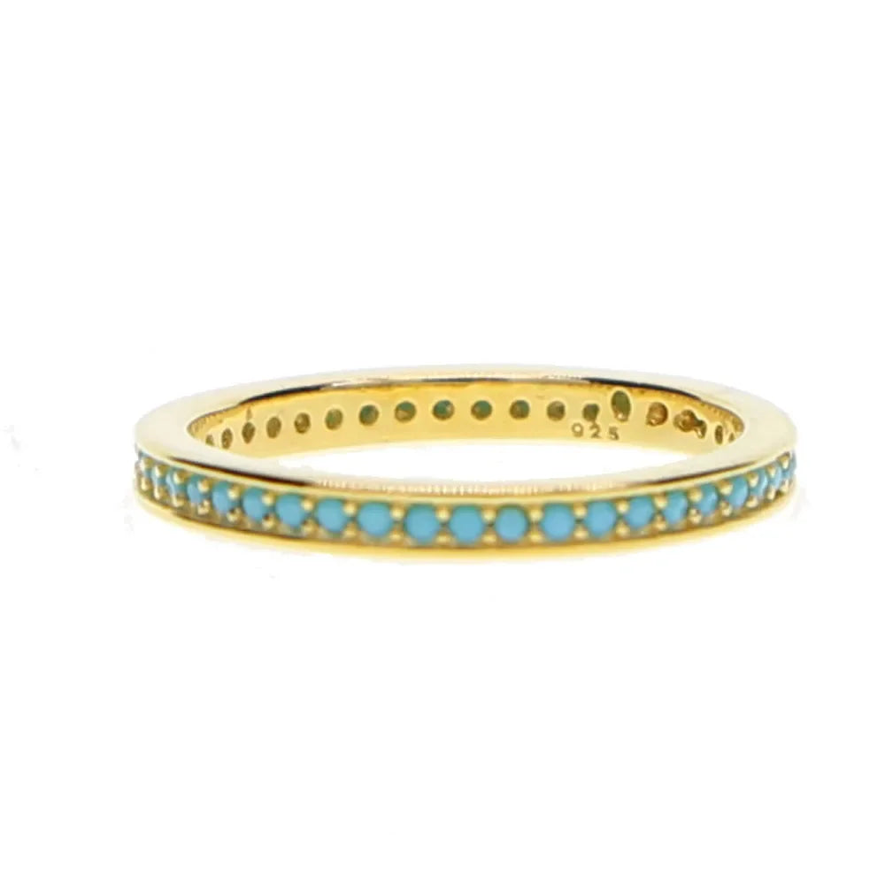 Sterling Silver Micro Pave Blue Turquoise Ring