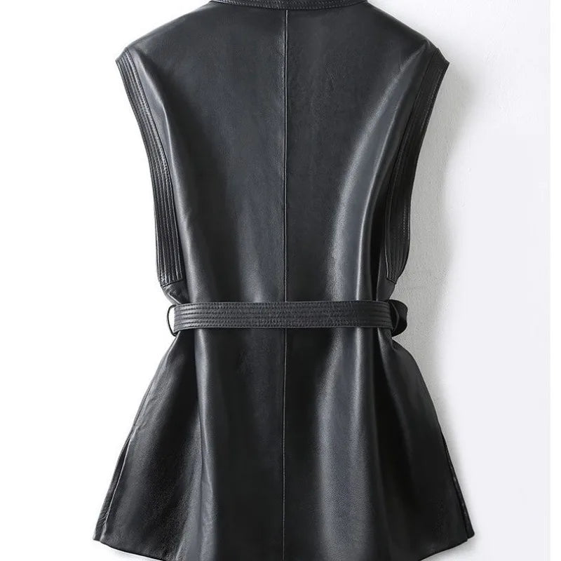Faux Leather Belted Vest