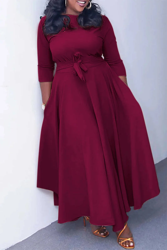 Plus Size Wrap Midi Dress with Pockets