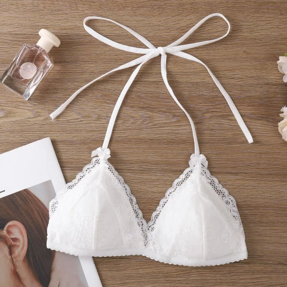 Halter Lace-up Wireless Bra