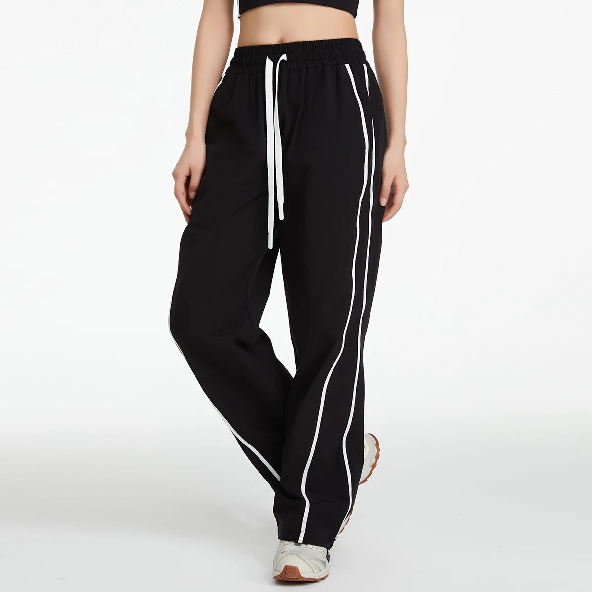 Casual Stripe Wide Leg Trousers