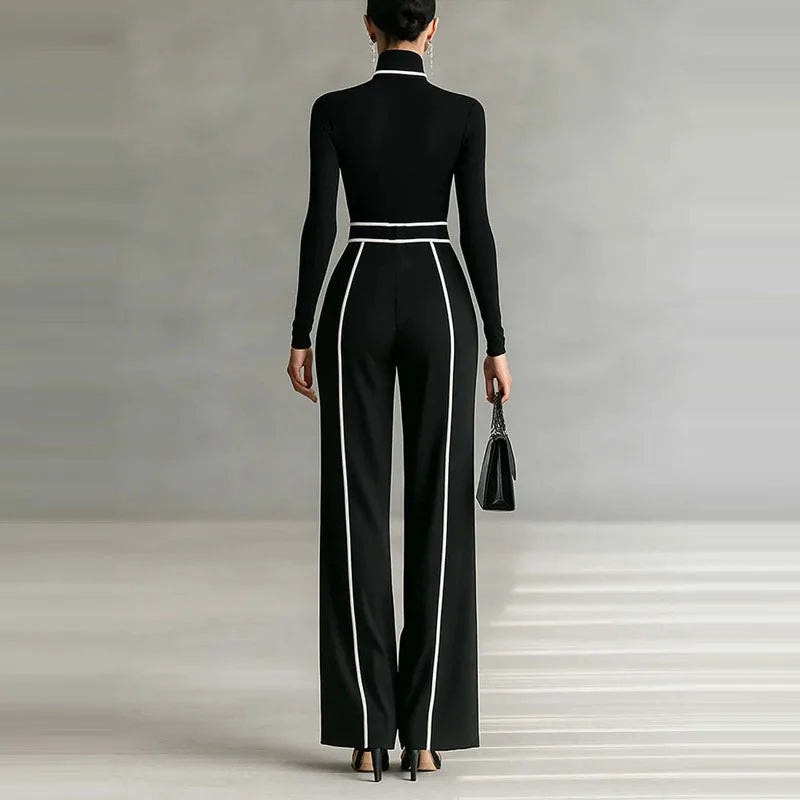 Contrast Color Slim Two Piece Set