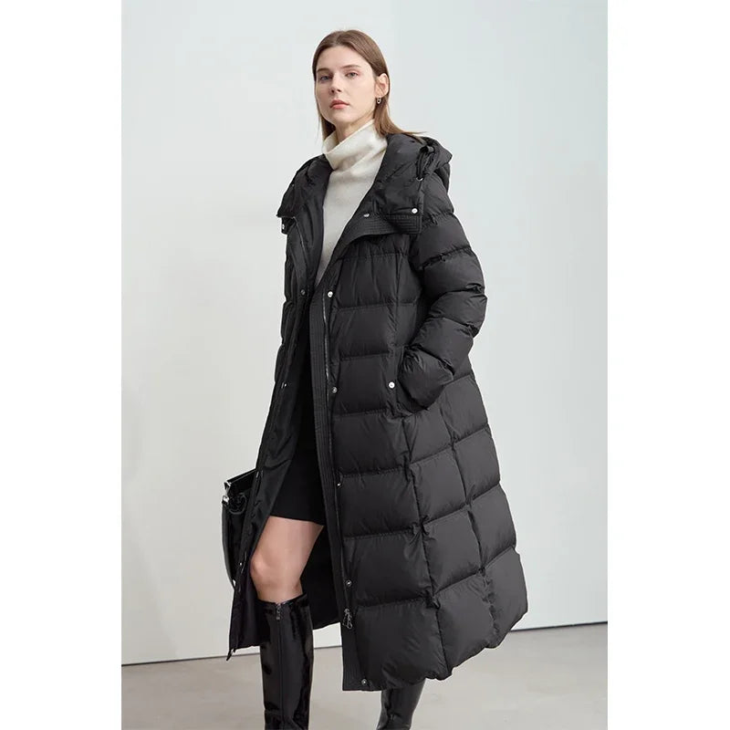 Long Down Hooded Winter Coat