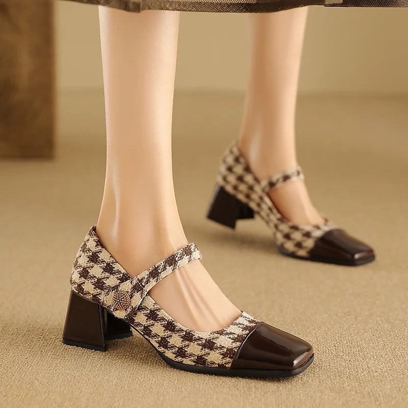 Houndstooth Mary Janes