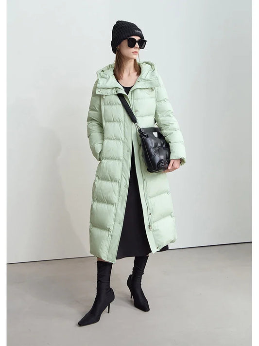 Long Down Hooded Winter Coat
