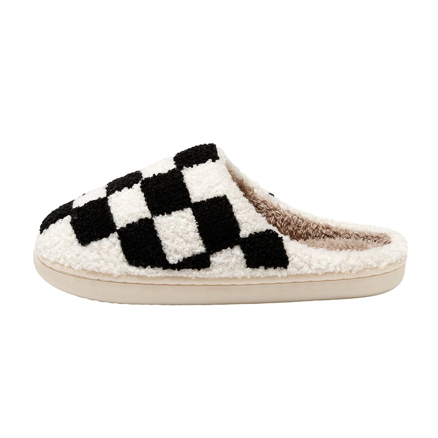 Checkered Fuzzy Slippers