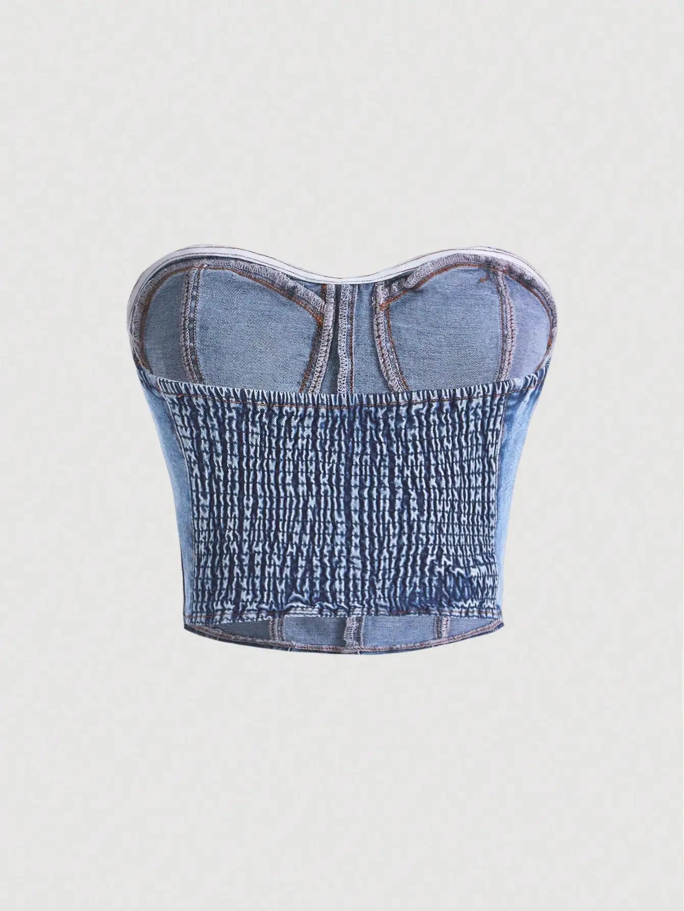 Plunging Neckline Denim Top