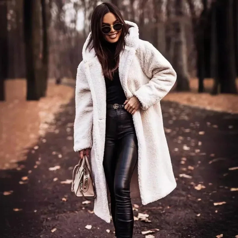 Fleece Hooded Trench Coat