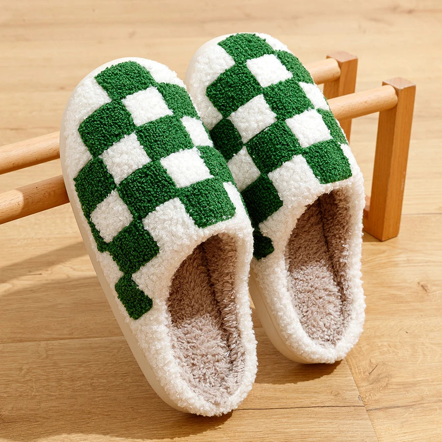 Checkered Fuzzy Slippers