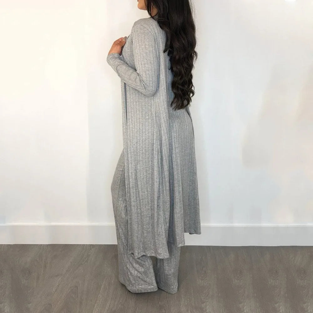 Three Piece Wide Leg Pants Set