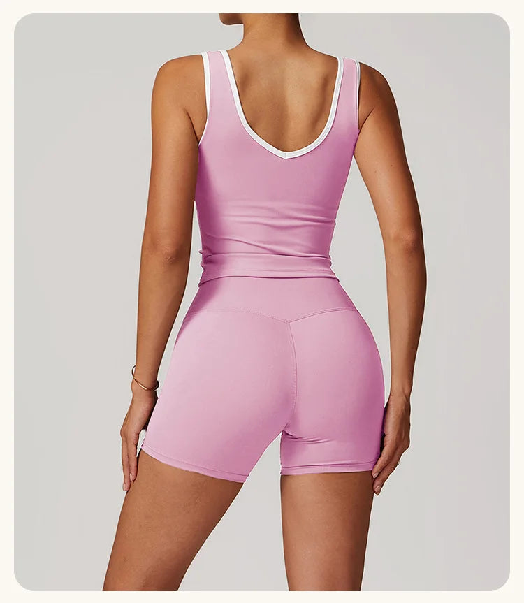 Tight Fitting Sleeveless Cross Waistband Active Set