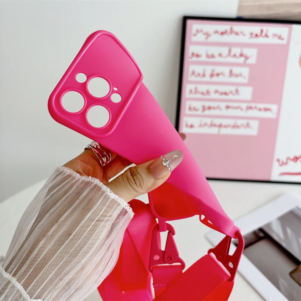 Crossbody Lanyard Silicone Case For iPhone