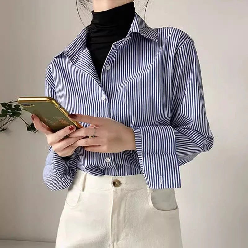 Striped Button-up Blouse