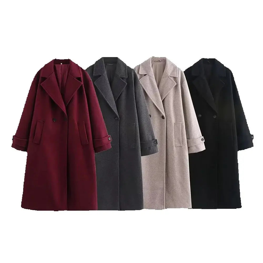 Loose Collar Long Sleeve Coat