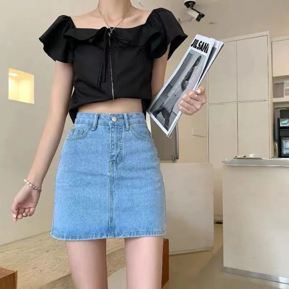 High Waist Mini Denim Skirt