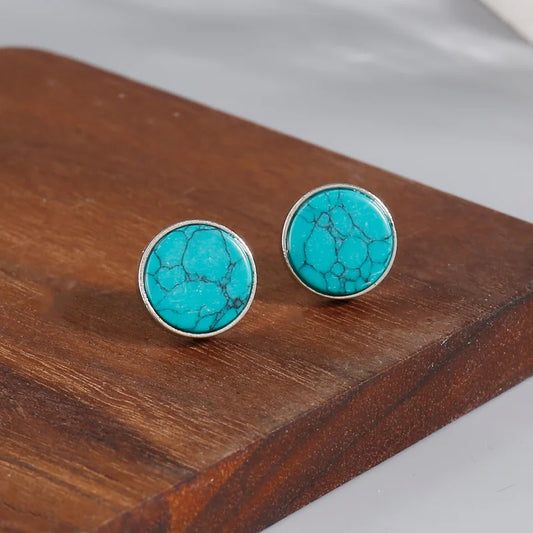 Vintage Silver Turquoise Stud Earrings