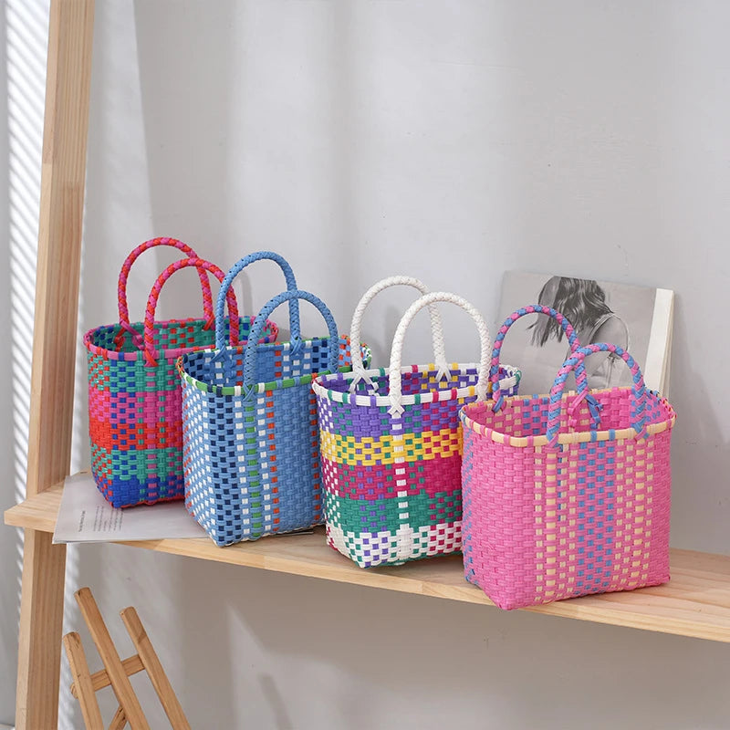 Hand-woven Multi-colored Basket