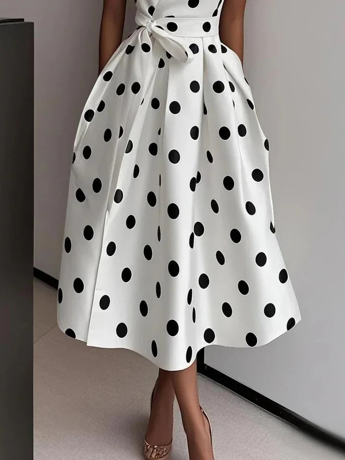 V-neck Polka Dot Dress