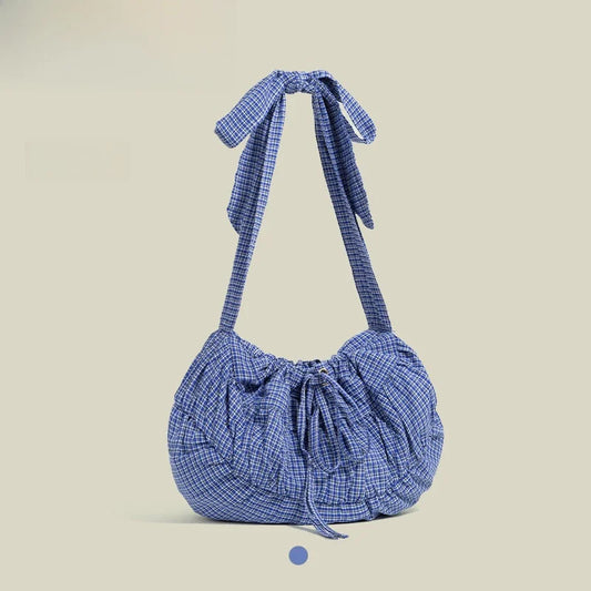 Blue Plaid Canvas Bag