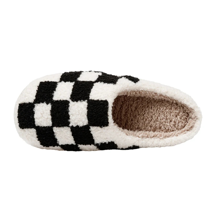 Checkered Fuzzy Slippers
