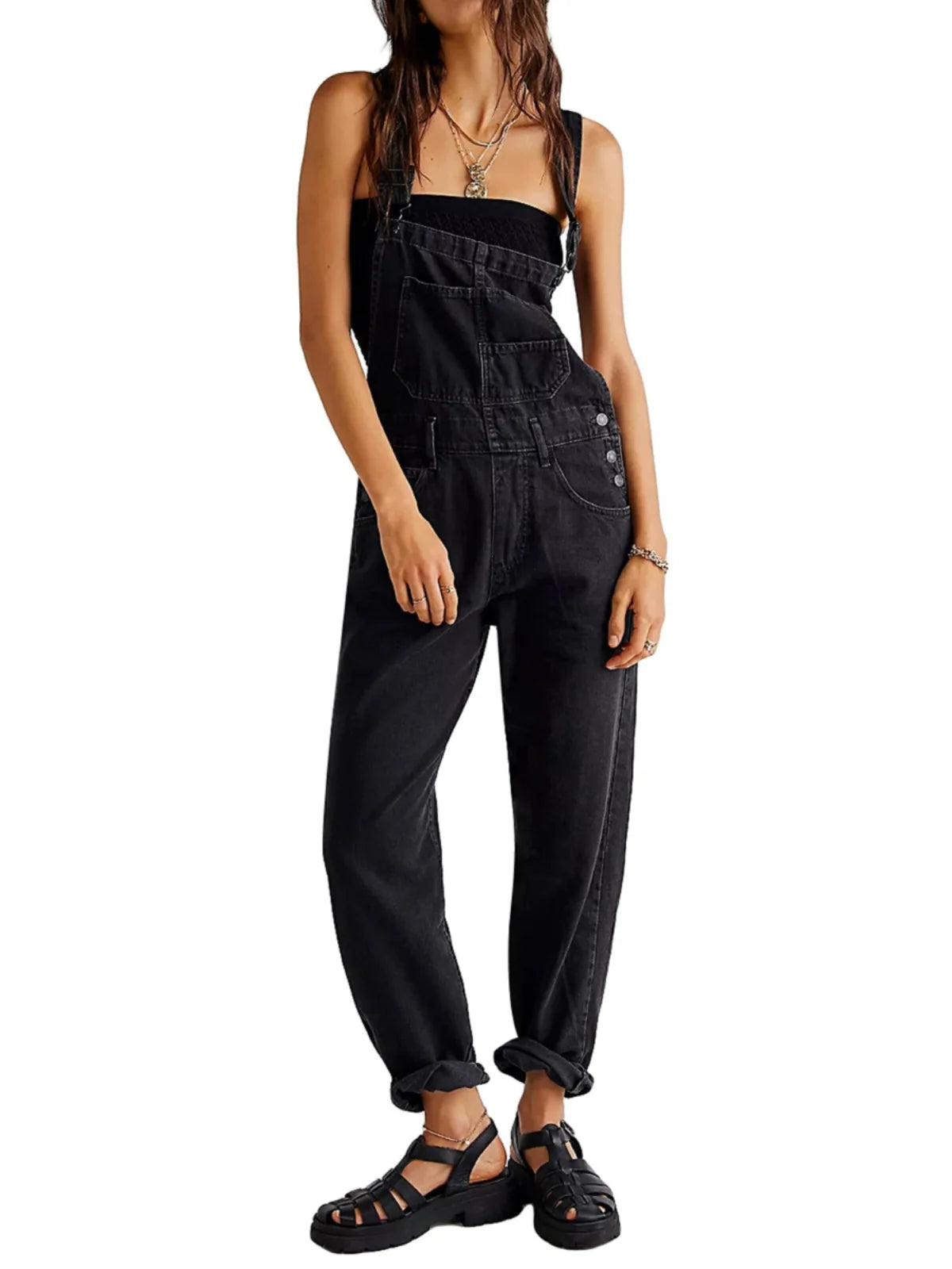 Loose Denim Overalls