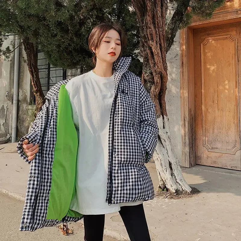 Houndstooth White Duck Down Coat