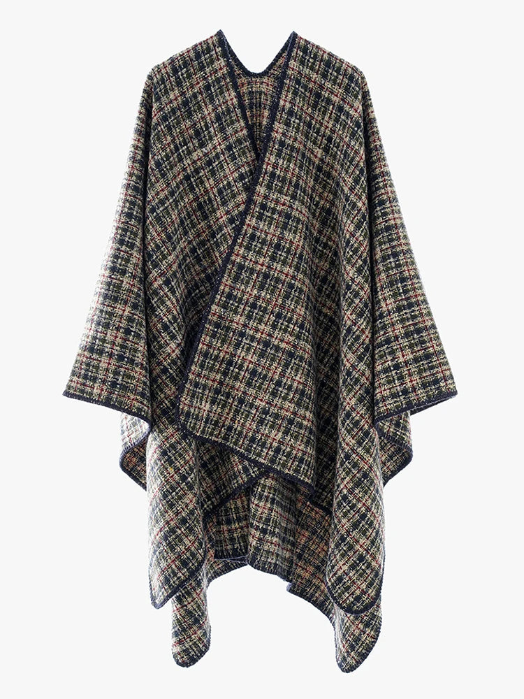 Retro Plaid Poncho