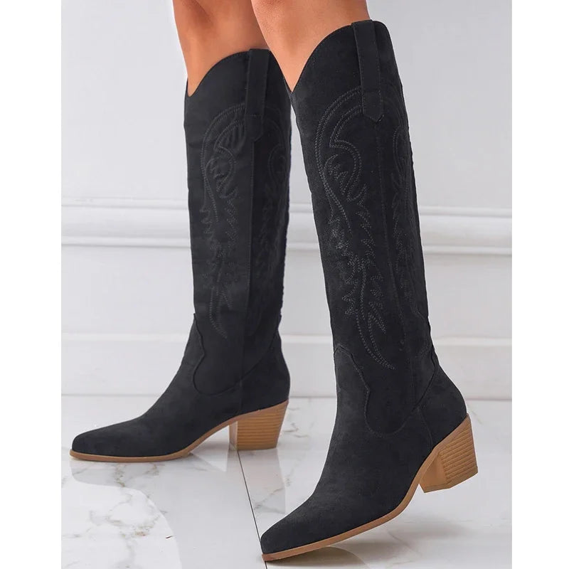 Knee-High Embroidered Boots