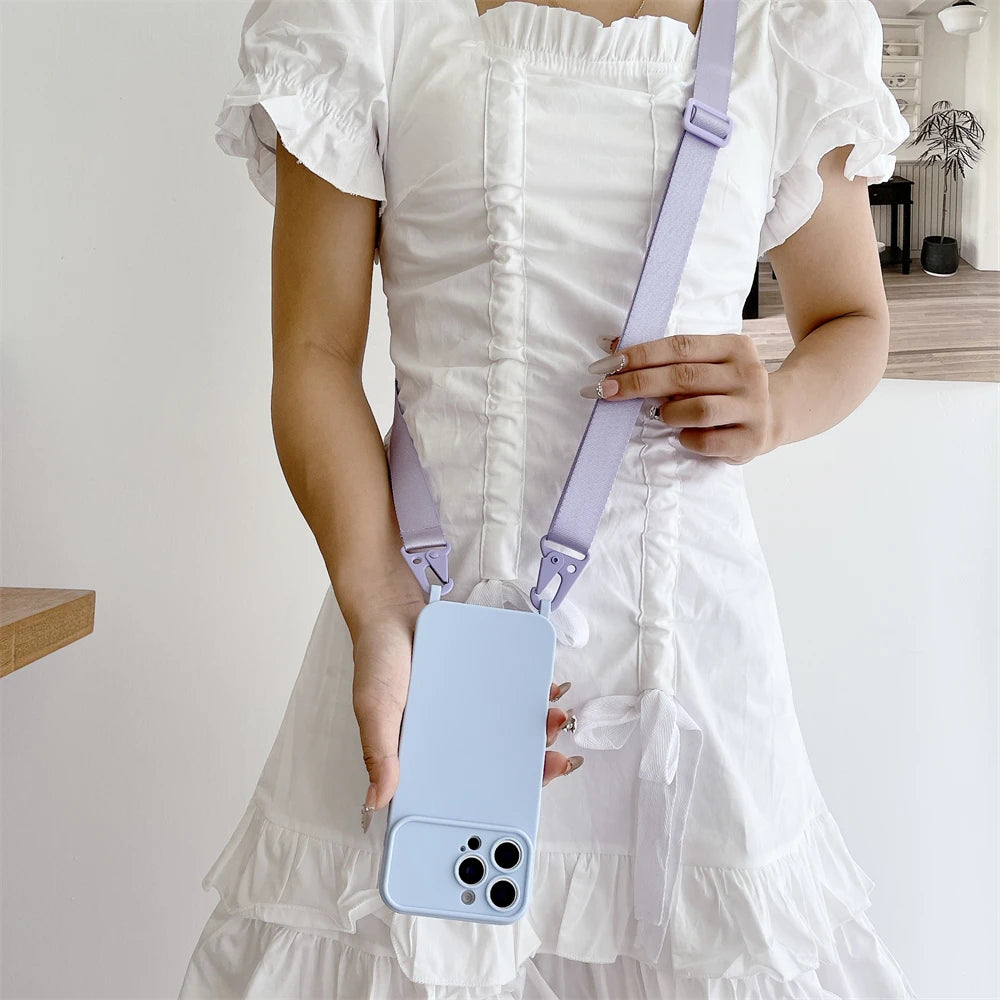 Crossbody Lanyard Silicone Case For iPhone