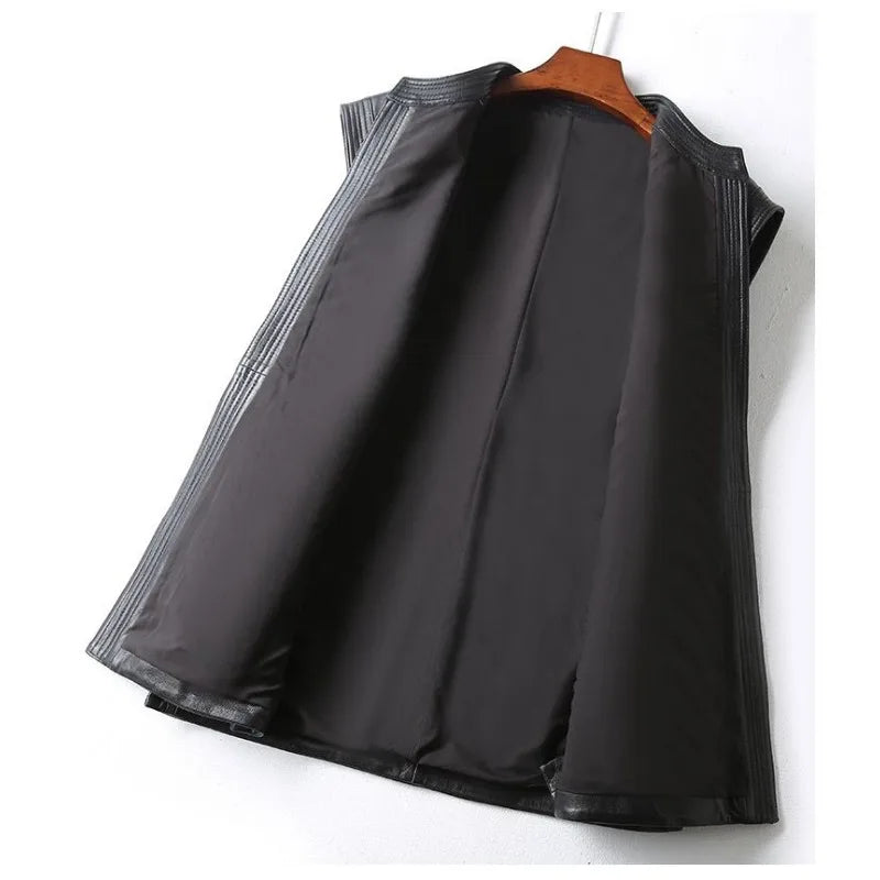 Faux Leather Belted Vest