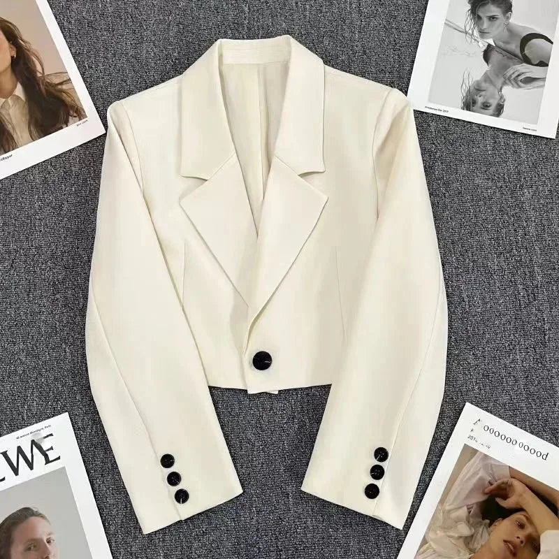 Cropped Single Button Blazer