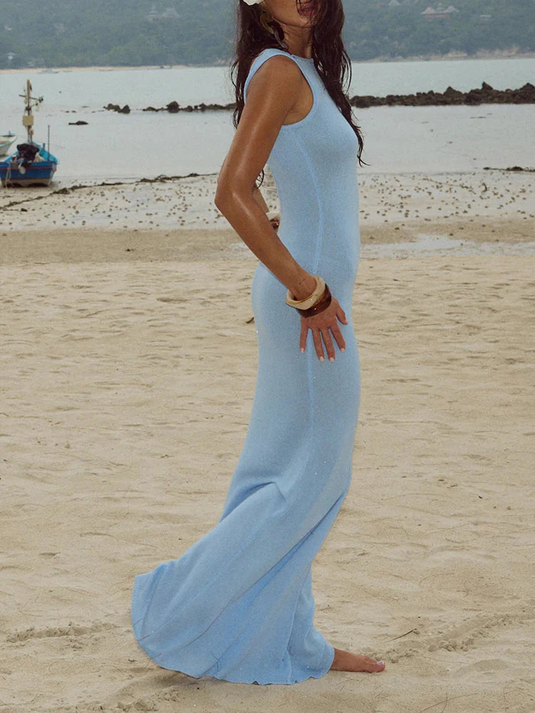 Glitter Backless Knitwear Tank Dress