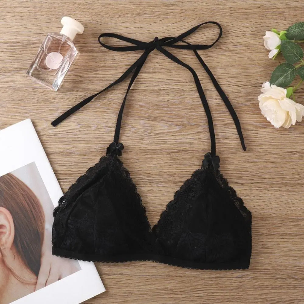 Halter Lace-up Wireless Bra