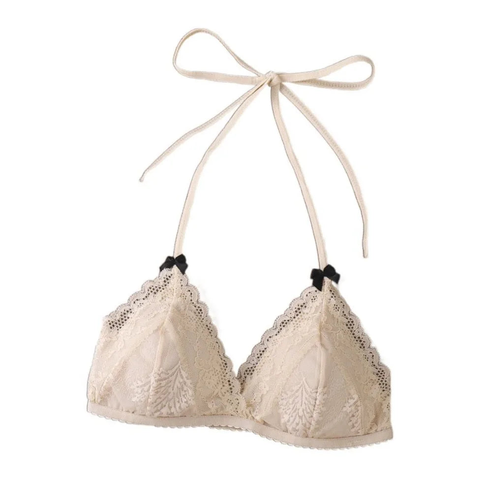 Halter Lace-up Wireless Bra