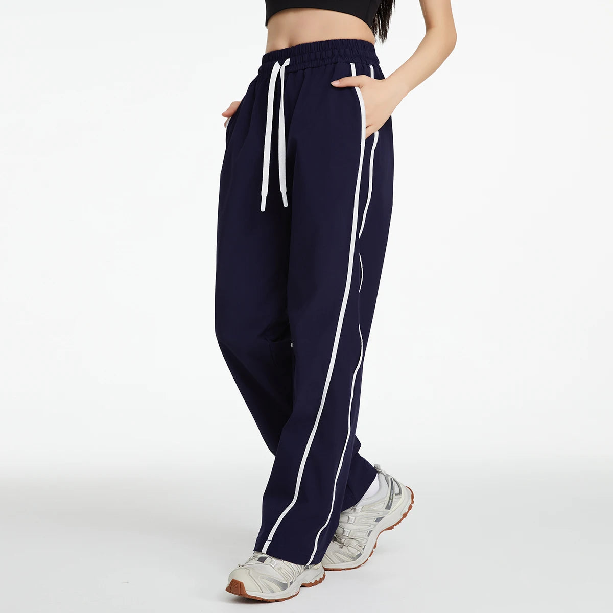 Casual Stripe Wide Leg Trousers