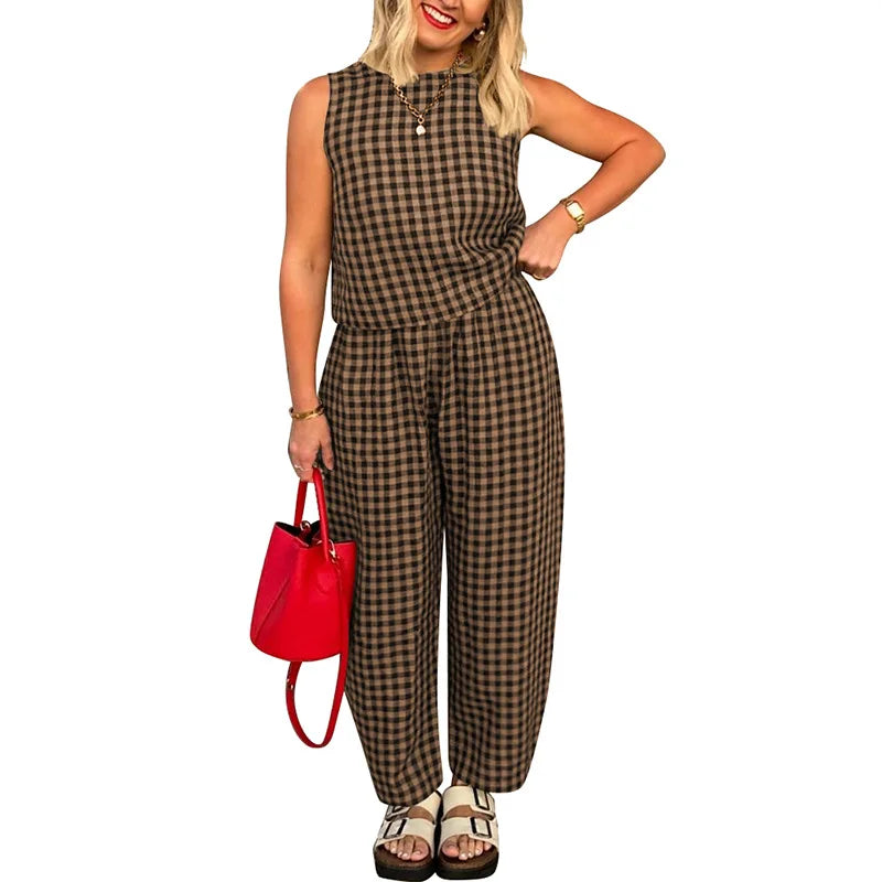 Vintage Plaid Two Piece Set