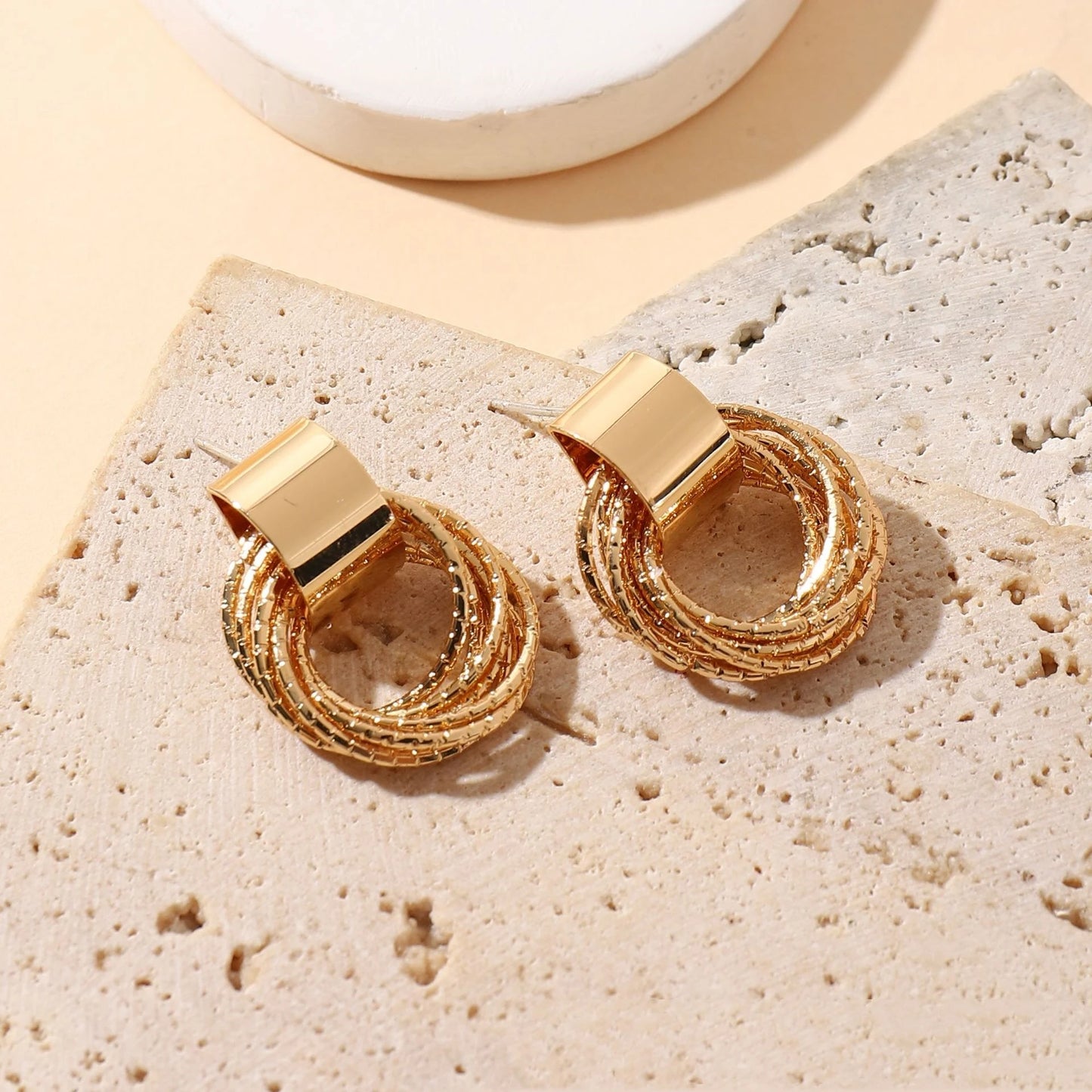 Gold and Silver Knot Hoop Earrings Set