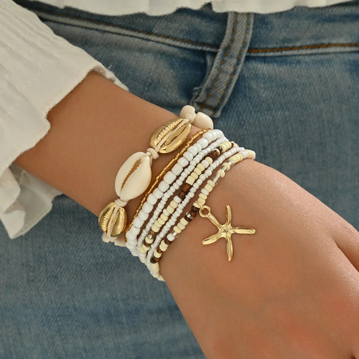 7 Piece Shell Beaded Bracelet Set