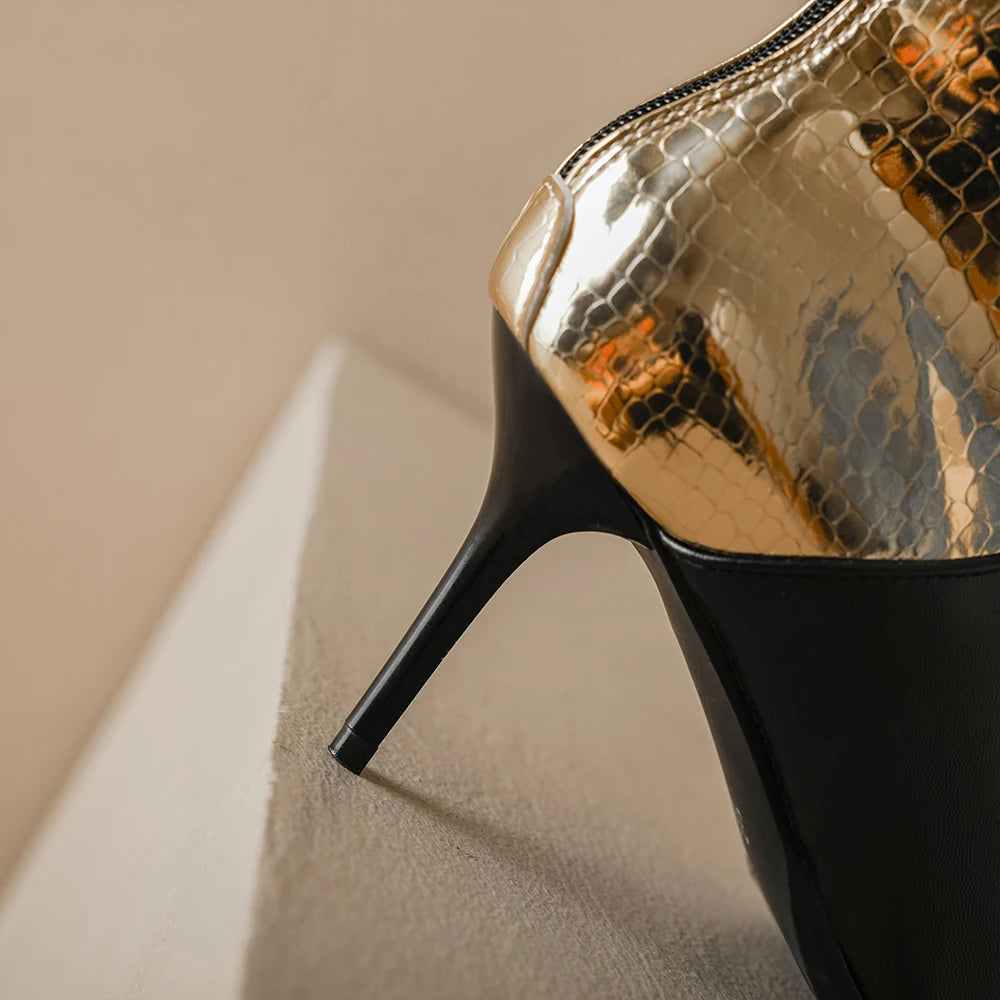 Pointed Toe Heeled Ankle Boots