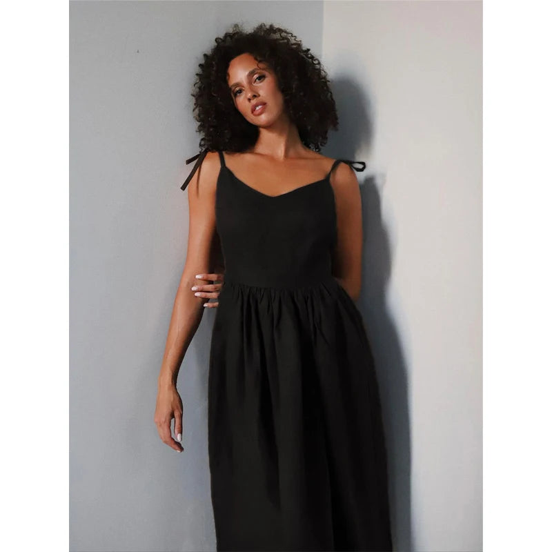 Backless Cotton Maxi Dress