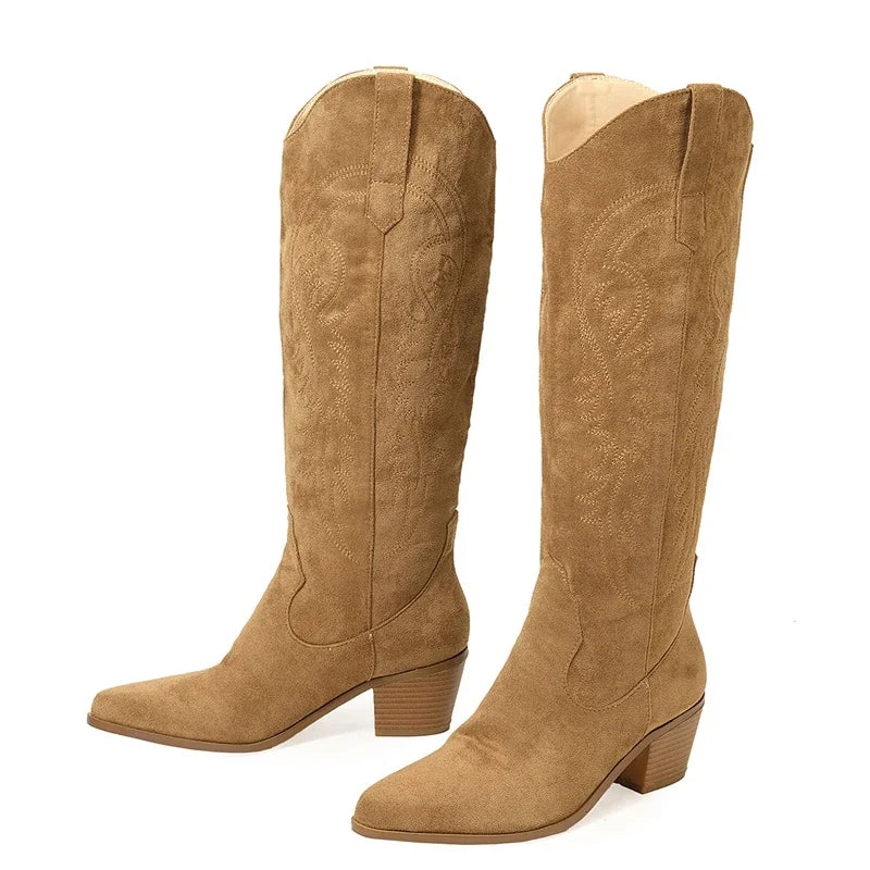 Knee-High Embroidered Boots