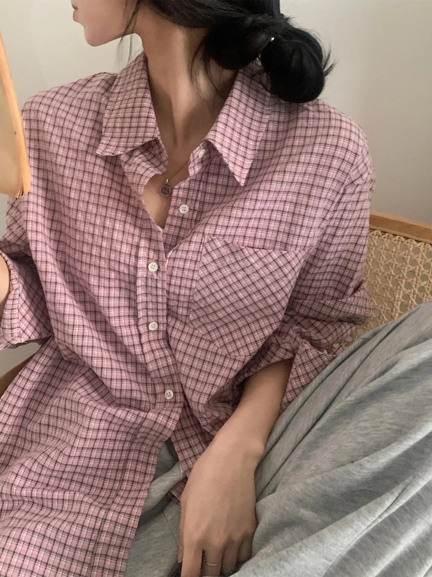Retro Plaid Button Up Shirt