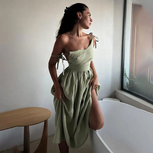 Backless Cotton Maxi Dress