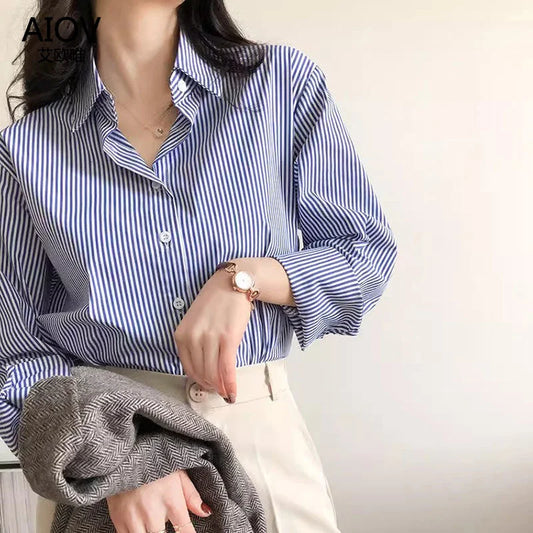 Striped Button-up Blouse