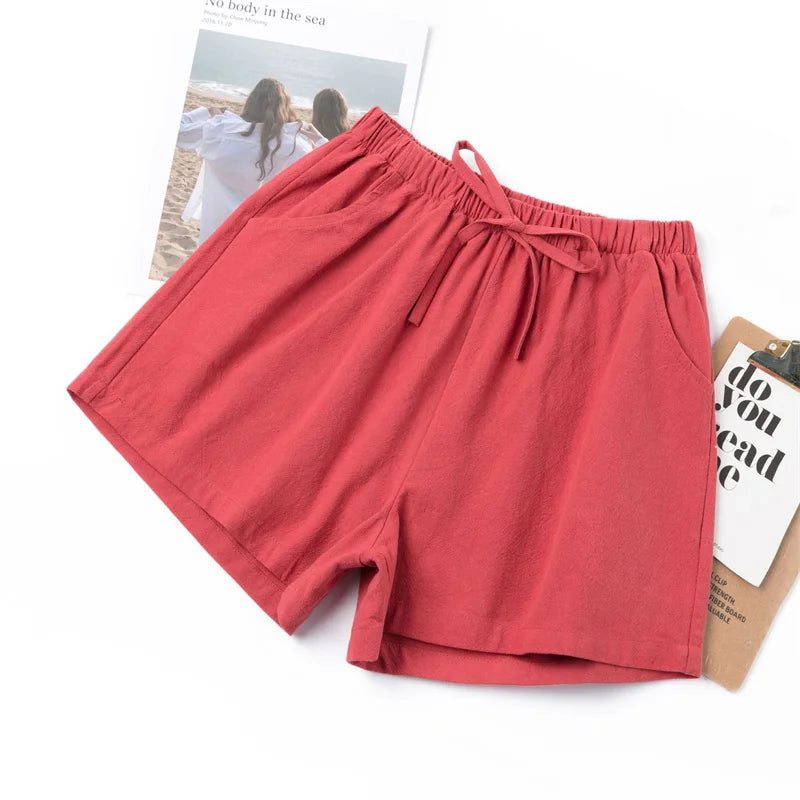 High Waist Linen Shorts