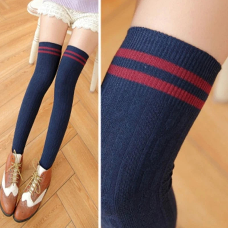 Knit Cotton Over-the-knee Stockings