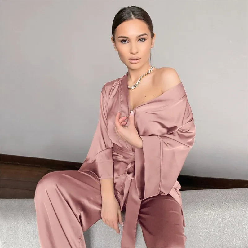 Satin Two Piece Pajama Set
